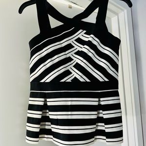 NWOT Anthropologie Black White Stripe Top SMALL
